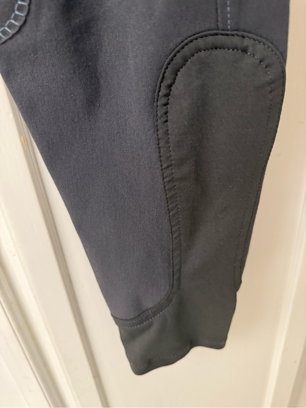 Piper Gray Equestrian Breeches with Teal Stitching - Picture 3 of 7